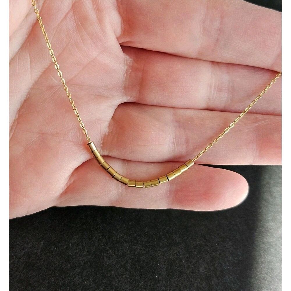 14K Yellow Gold Filled Necklace with Tubes 23" - Picture 2 of 9